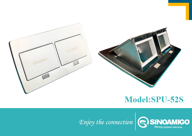 Ổ Điện âm sàn đôi SINO AMIGO SPU-52S màu bạc, 